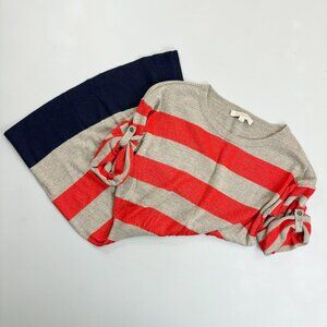 ANN TAYLOR Loft Striped Sweater Dress MED Merino Wool Blend Cozy Classic Coastal